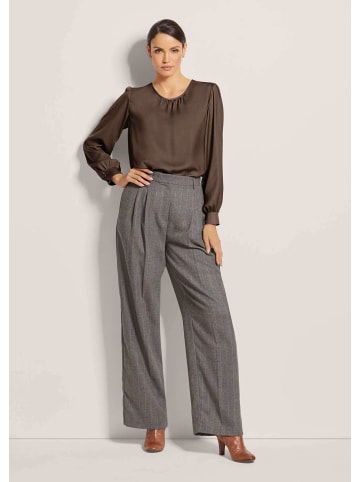 MADELEINE Elegante, lange Hose mit Bundfalten in grau / espresso / melange