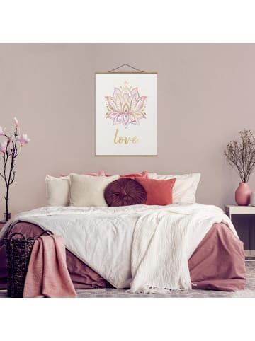 WALLART Stoffbild - Mandala Namaste Lotus Set gold rosa in Gold