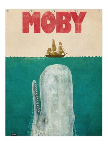 Juniqe Duschvorhang "Moby" in Blau & Rot