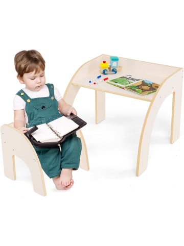 COSTWAY Kindertisch mit Stuhl in Weiß