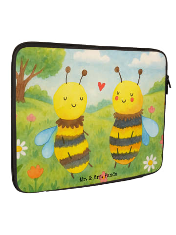 Mr. & Mrs. Panda Laptop Hülle Biene Verliebt Design ohne Spruch in Weiß