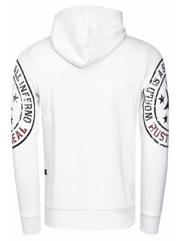 Rusty Neal Streetwear Kapuzen-Pullover mit Prints in Weiß