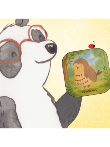 Mr. & Mrs. Panda Bierdeckel Eule Zufrieden Design ohne Spruch in Weiß