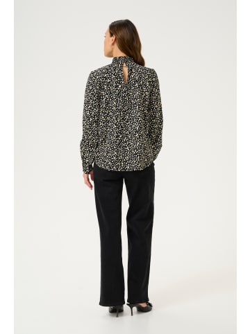 Kaffe Langarm-Bluse KAmalene Regular fit in Black/White/Gold Print
