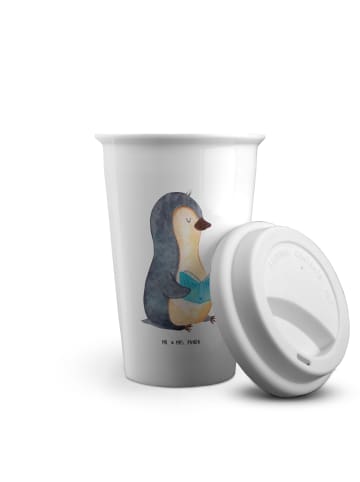 Mr. & Mrs. Panda To Go Becher Pinguin Buch ohne Spruch in Weiß