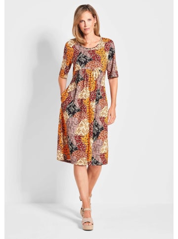 GOLDNER Kurzgröße:  Druckkleid im Mustermix in braun / gemustert