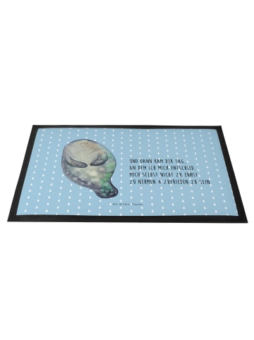 Mr. & Mrs. Panda Schmutzmatte Seekuh Happy mit Spruch in Blau Pastell