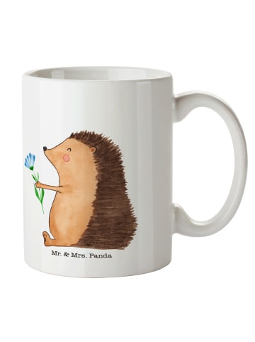Mr. & Mrs. Panda Geschenktasse Igel Blumen ohne Spruch in Weiß