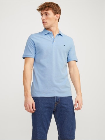 Jack & Jones Polo Shirt JJEPAULOS Sommer Hemd Kragen Pique Cotton in Himmelblau