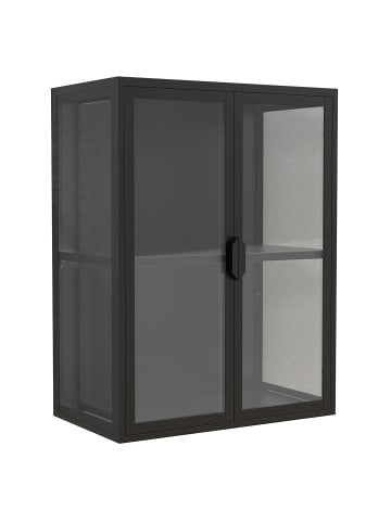 ebuy24 Vitrinenschrank FlokasVM Türen Schwarz 60 x 35 cm