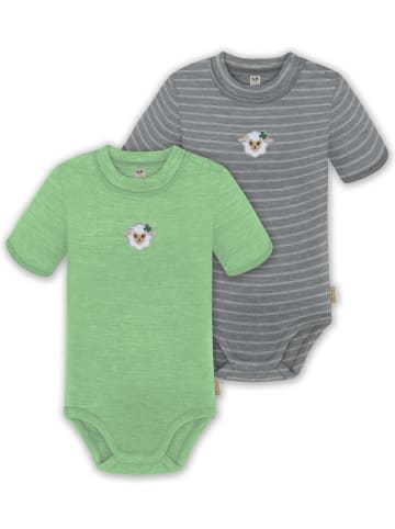 Normani Outdoor Sports 2er Set Doppelpack Baby Merino Body in Grün/Grau