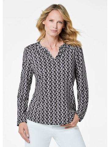 GOLDNER Jerseybluse in grau / gemustert