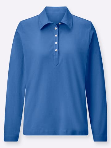 WITT WEIDEN Langarm-Poloshirt in blau
