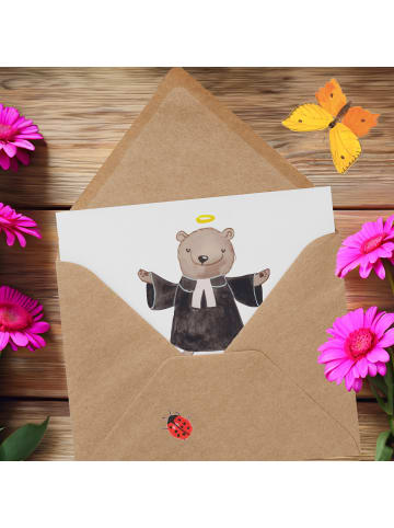 Mr. & Mrs. Panda Grußkarte Pfarrer Leidenschaft mit Spruch in Weiß