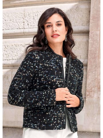 Alba Moda Jerseyjacke mit Leder-Paspel in schwarz / grün