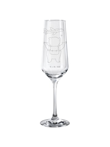 Mr. & Mrs. Panda Sektglas Bär Flugzeug ohne Spruch in Transparent
