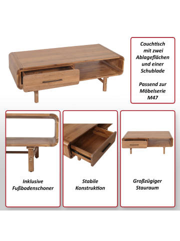 MCW Couchtisch M47 Schublade, Akazie Massiv-Holz gebeizt, Standard