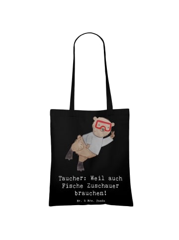 Mr. & Mrs. Panda Jutebeutel Tauchen Zuschauer mit Spruch in Schwarz