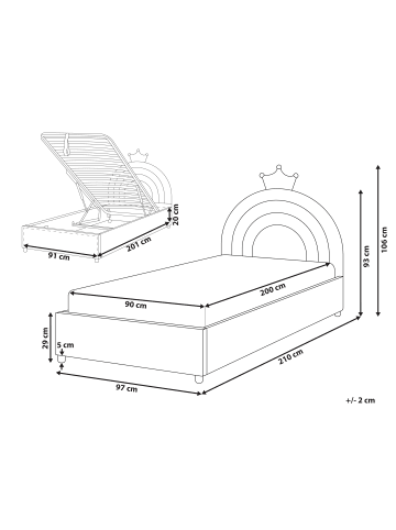 Beliani Kinderbett GRISETOT in Grau/Schwarz - (W) 97 x (H) 106 x (L) 210 cm