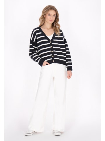 DreiMaster Women Cardigan in navy offwhite stripe