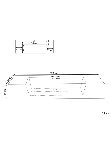 Beliani Waschbecken CUSCO in Schwarz - (W) 120 x (H) 13 x (L) 48 cm