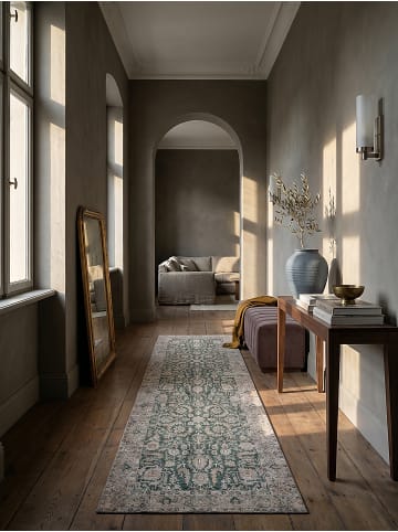 KADIMA DESIGN Teppich Flachgewebe Pflegeleicht HURST Orientalisch Wohnzimmer Floral in Grün