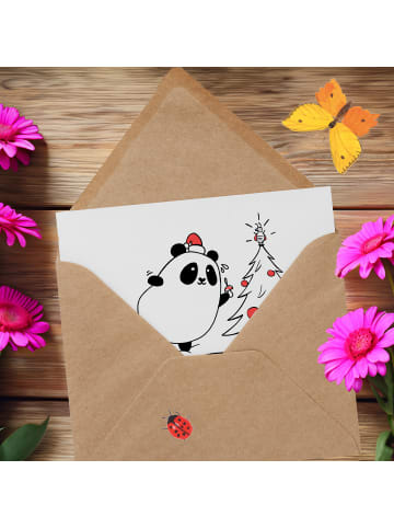 Mr. & Mrs. Panda Klappkarte Panda Weihnachtszeit mit Spruch in Weiß