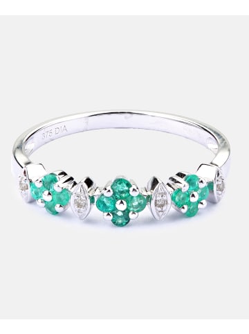 Diamant L'éternel Eternity-Ring aus 375 Weißgold mit Diamant mit Smaragd