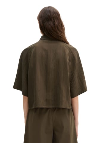 Marc O'Polo Kurzarm-Crinkle-Bluse relaxed in Dark Brown