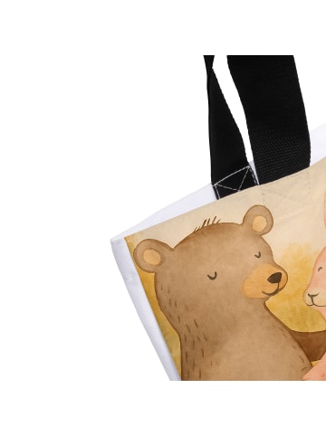 Mr. & Mrs. Panda Tote Bag Bär und Hase Umarmen Design mit Spruch in Weiß