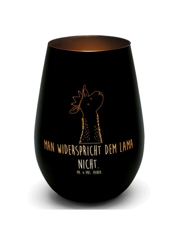 Mr. & Mrs. Panda Kerzenglas Lamakopf König mit Spruch in Schwarz