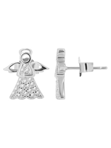 Adeliás Damen Ohrstecker Engel aus 925 Silber mit Zirkonia in silber