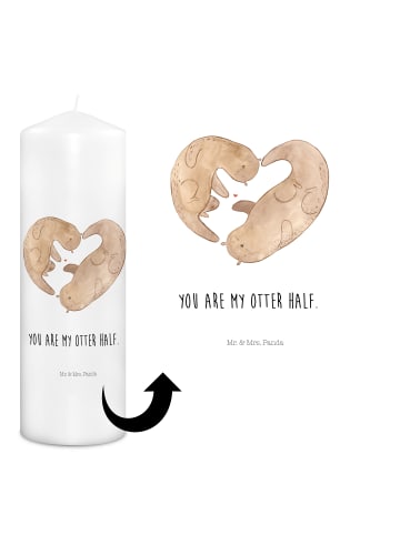 Mr. & Mrs. Panda Weihnachtskerze Otter Herz mit Spruch in Weiß