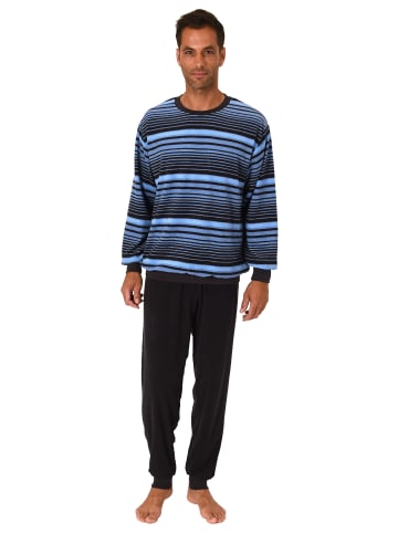 NORMANN Frottee Schlafanzug langarm Pyjama Bündchen - 75522 in hellblau