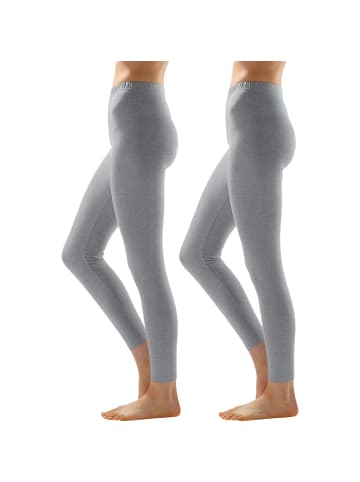 Erwin Müller Single-Jersey Leggings, lang 2er-Pack in hellgrau meliert