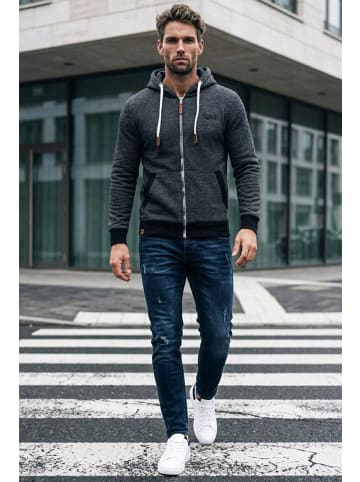 RESLAD Sweatjacke Meliert in schwarz