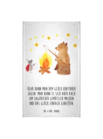 Mr. & Mrs. Panda Handtuch Bär & Marienkäfer Lagerfeuer mit Spruch in Weiß