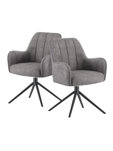 DUBI Möbel 2er-Set: Drehstuhl THOMAS-ZARA in Grau - (B)58 x (H)87 x  (T)62 cm
