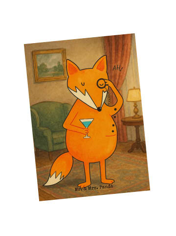 Mr. & Mrs. Panda Postkarte Fuchs Lord Design ohne Spruch in Weiß