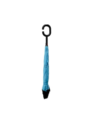 COFI 1453 Stockschirm mit Motiven Pongee mit c-förmigen Plastikgriff in Blau