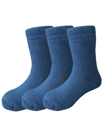 Yalion 3er-Set: Antirutschsocken Vollplüsch in Dunkelblau