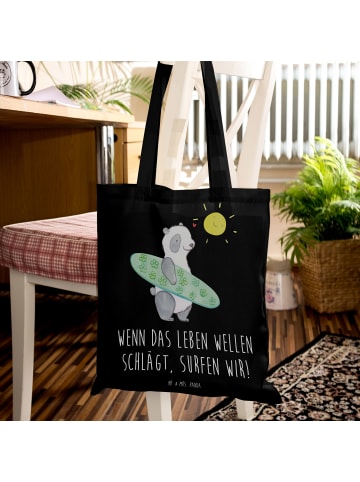 Mr. & Mrs. Panda einkaufsshopper Sommer Wellen Surf mit Spruch in Schwarz