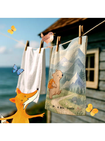 Mr. & Mrs. Panda Handtuch Bär Bergsteigen Design ohne Spruch in Weiß