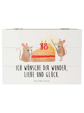 Mr. & Mrs. Panda Erinnerungsbox 18. Geburtstag Mäuse Kuchen mit ... in Weiß