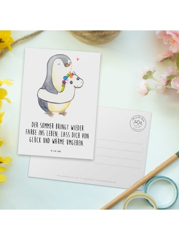 Mr. & Mrs. Panda Postkarte Sommerfarben mit Spruch in Weiß