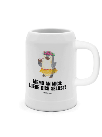 Mr. & Mrs. Panda Bierkrug Pinguin Kokosnuss mit Spruch in Weiß