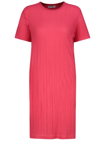 Sublevel Geripptes Kleid mit kurzem Arm und Rundhalsausschnitt in Pink