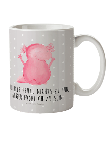 Mr. & Mrs. Panda Plastikbecher Axolotl Hurra mit Spruch in Grau Pastell