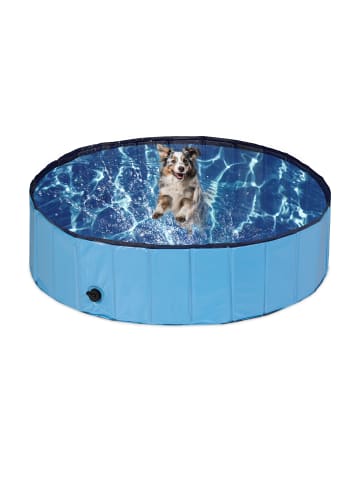 relaxdays Hundepool in Blau - (H)30 x Ø 120 cm