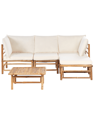 Beliani 5-tlg Sitzgruppe CERRETO in Braun/Weiß